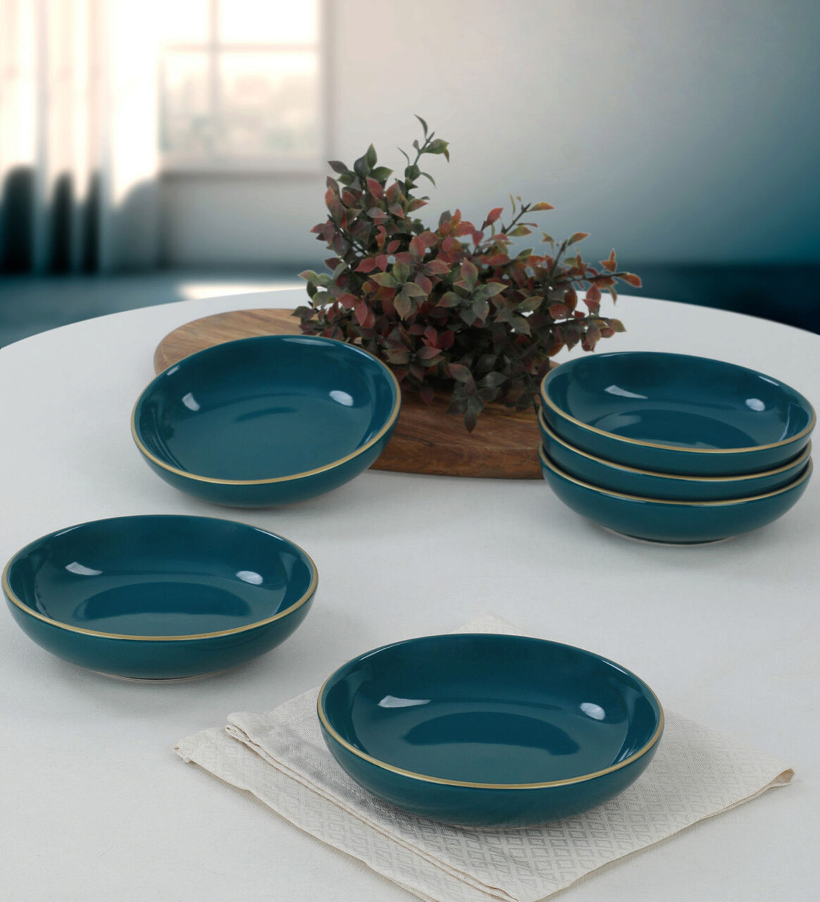 Set boluri ceramice pentru sos, Hermia, 275KRM1455, Antibacterian, Albastru petrol - imagine 6